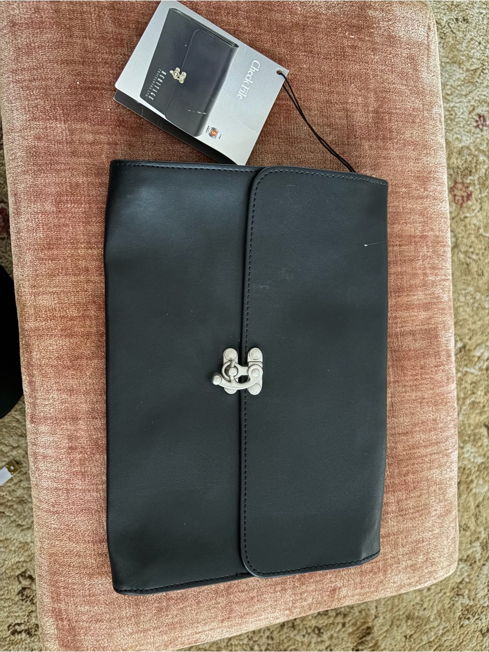 NWT leather check file Travel Documents vegan leather gifts airport contemporary